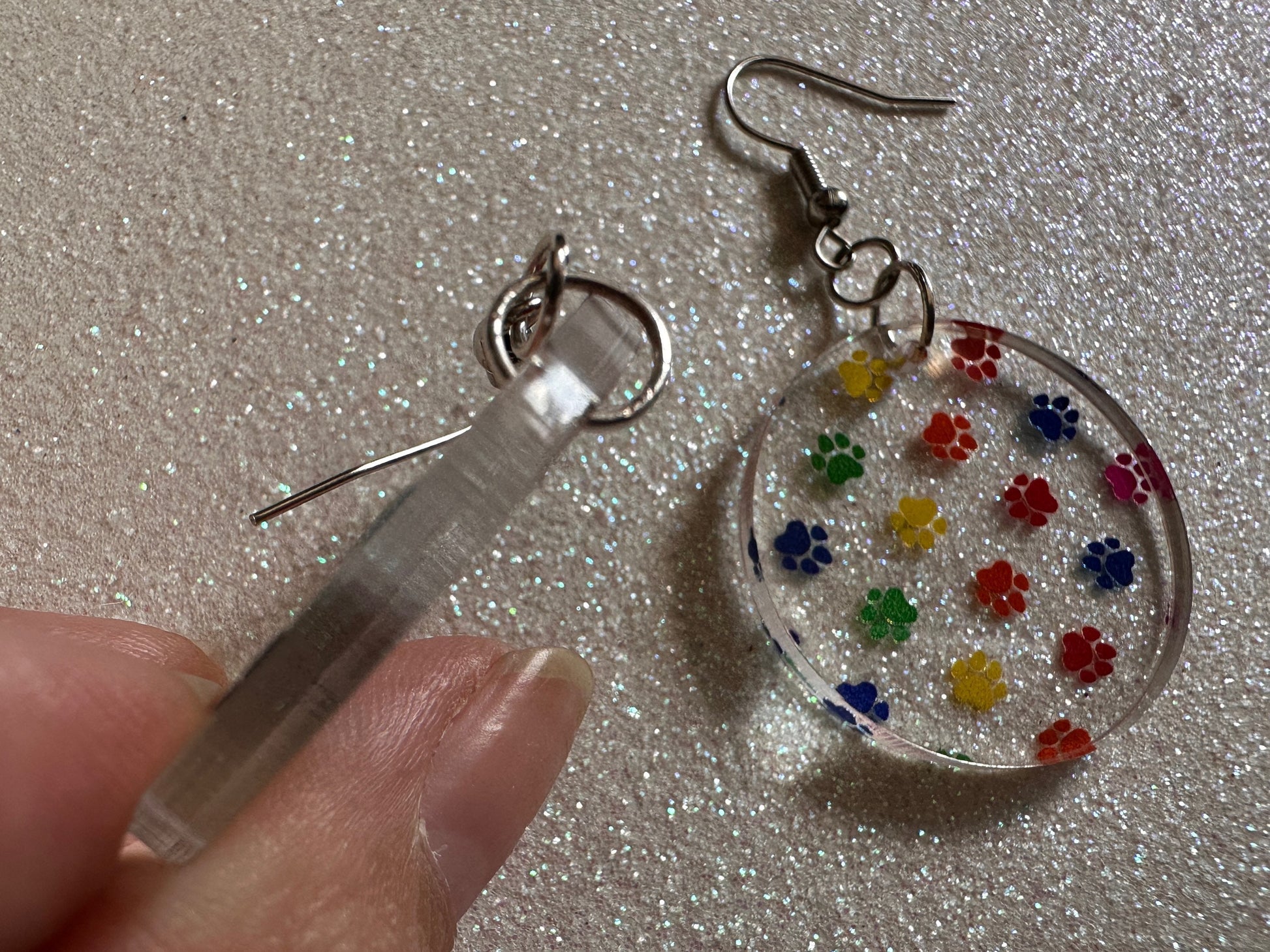 Rainbow Dog Paw Earrings: Laser Cut Acrylic Paw Prints, Dogs, Doggo, Dog Lover, Pet, Pets, Cat, Animal, Love, Best Gifts for Her/Him/Them