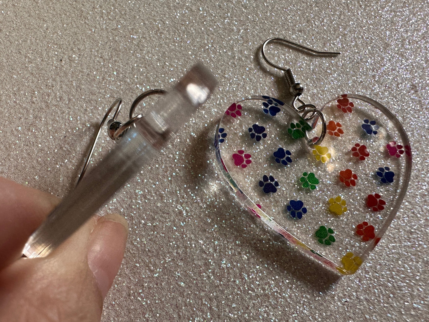 Rainbow Dog Paw Earrings: Laser Cut Acrylic Paw Prints, Dogs, Doggo, Dog Lover, Pet, Pets, Cat, Animal, Love, Best Gifts for Her/Him/Them