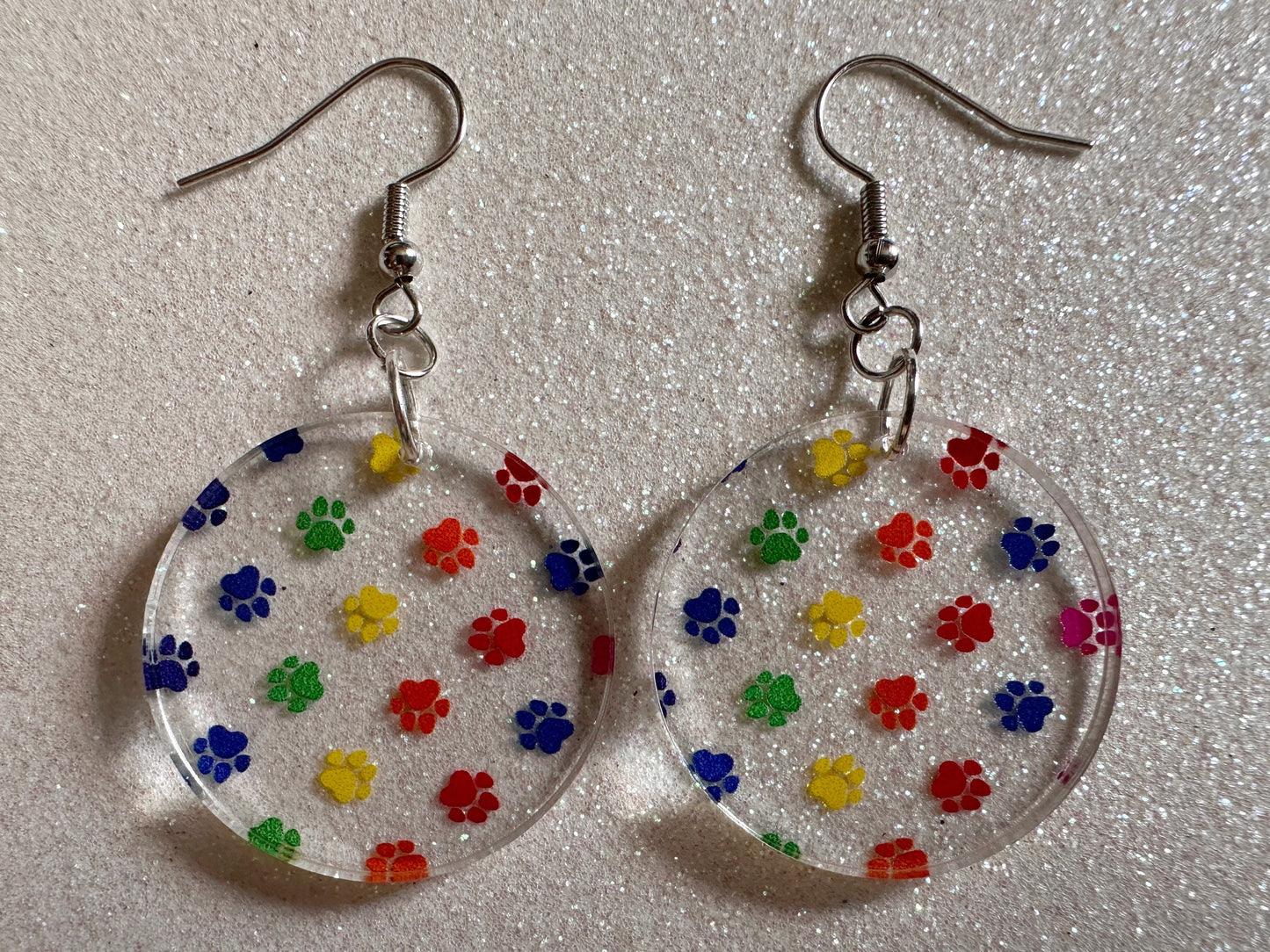 Rainbow Dog Paw Earrings: Laser Cut Acrylic Paw Prints, Dogs, Doggo, Dog Lover, Pet, Pets, Cat, Animal, Love, Best Gifts for Her/Him/Them