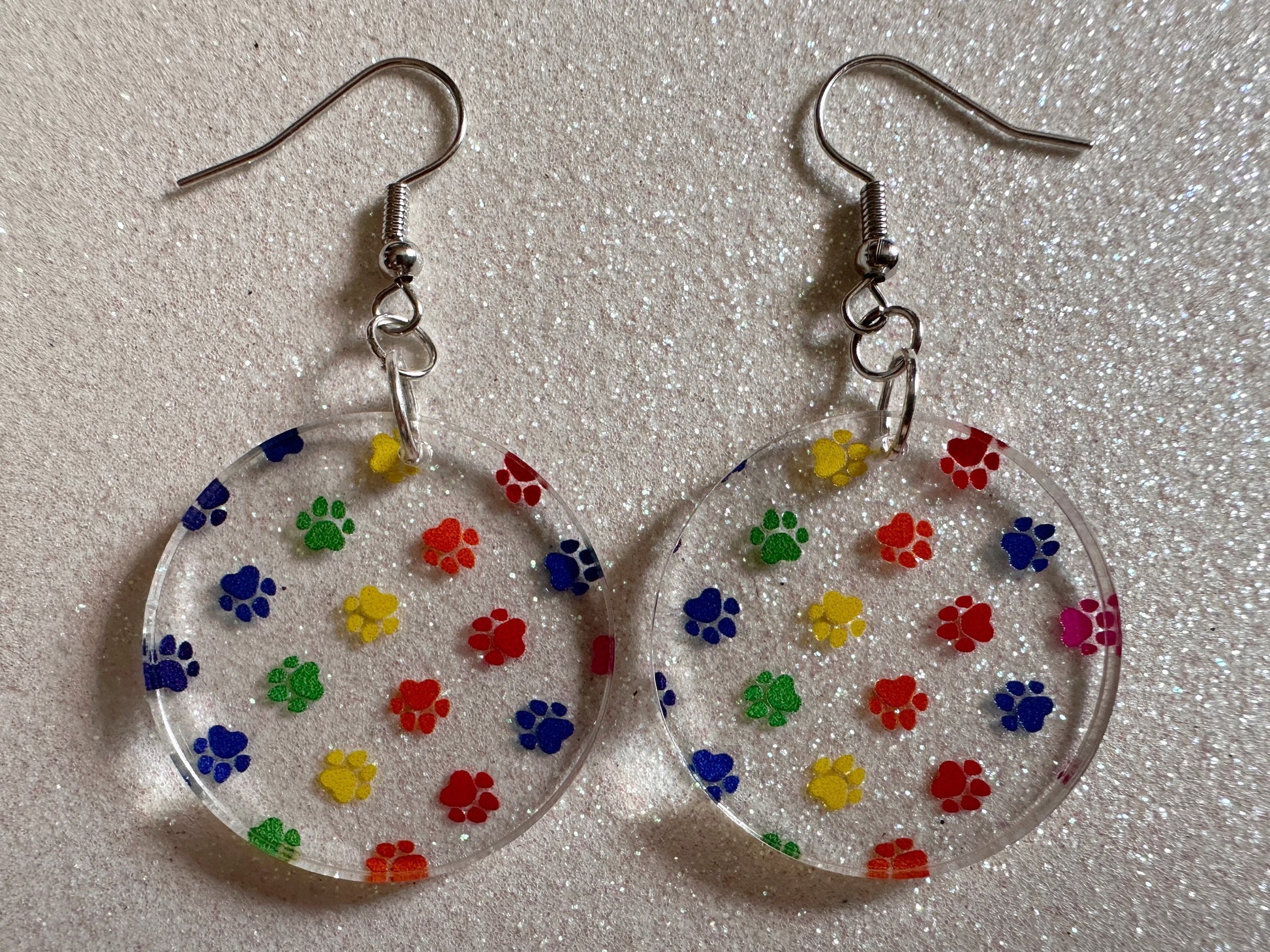 Rainbow Dog Paw Earrings: Laser Cut Acrylic Paw Prints, Dogs, Doggo, Dog Lover, Pet, Pets, Cat, Animal, Love, Best Gifts for Her/Him/Them