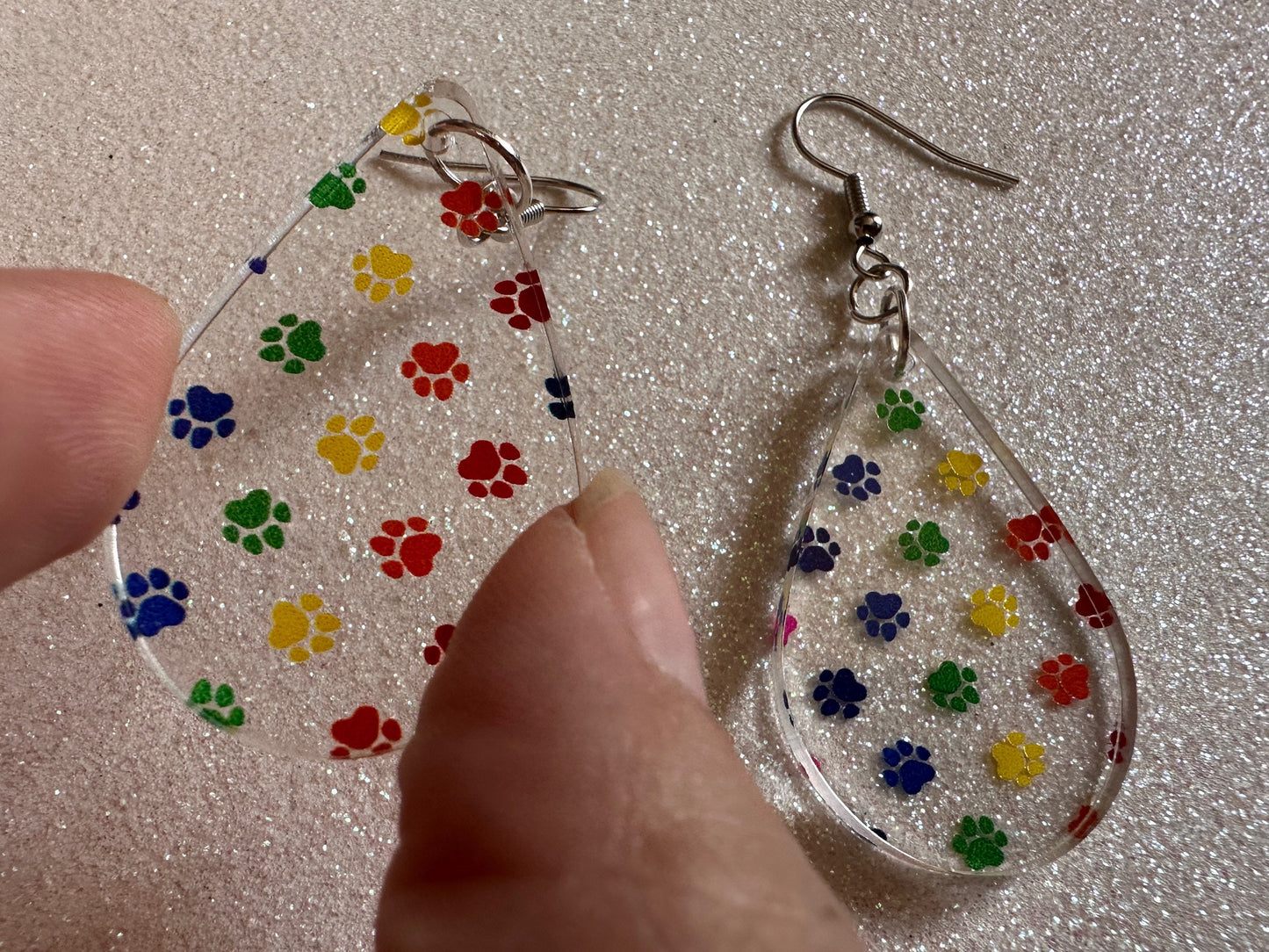 Rainbow Dog Paw Earrings: Laser Cut Acrylic Paw Prints, Dogs, Doggo, Dog Lover, Pet, Pets, Cat, Animal, Love, Best Gifts for Her/Him/Them