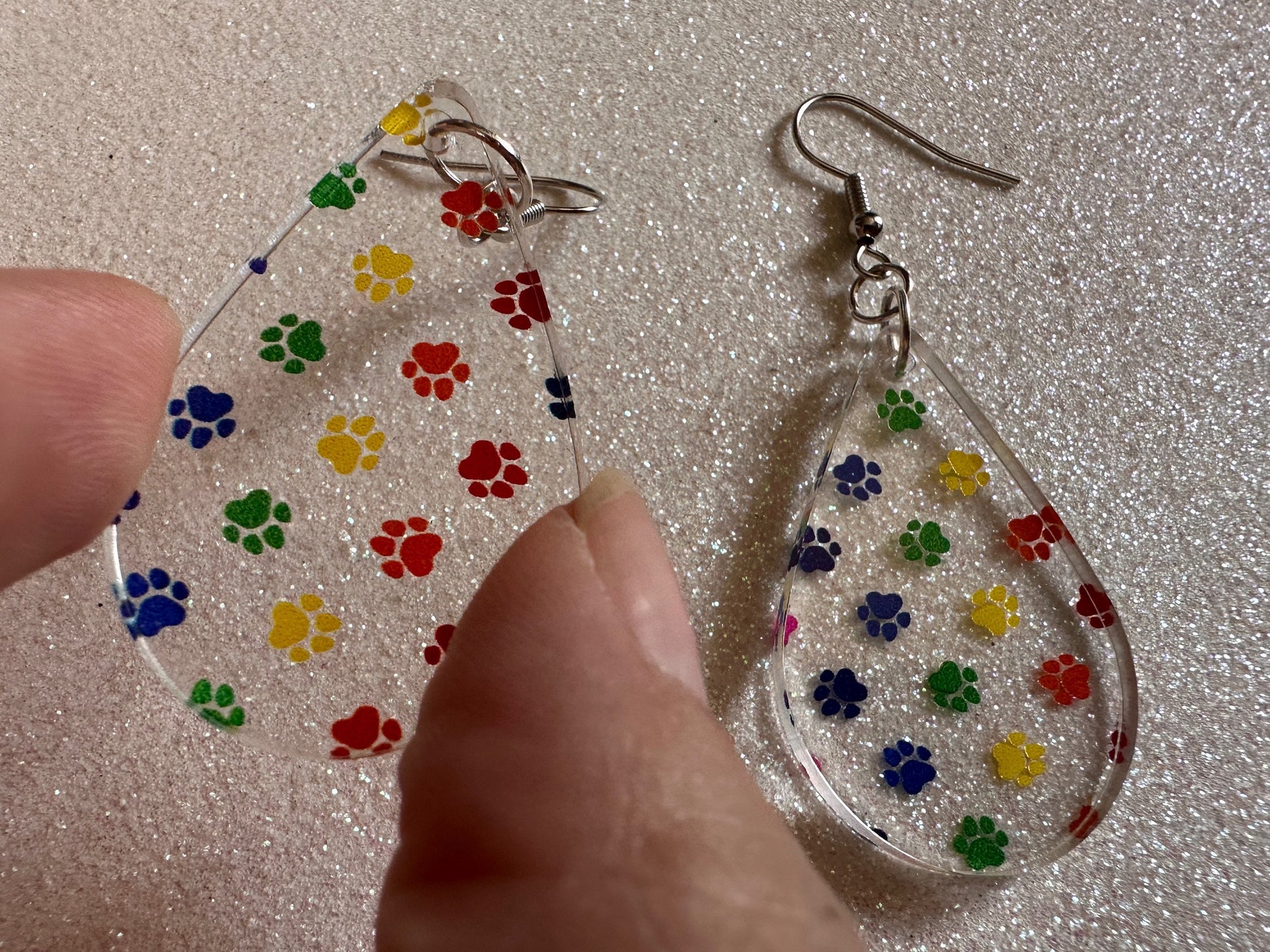 Rainbow Dog Paw Earrings: Laser Cut Acrylic Paw Prints, Dogs, Doggo, Dog Lover, Pet, Pets, Cat, Animal, Love, Best Gifts for Her/Him/Them
