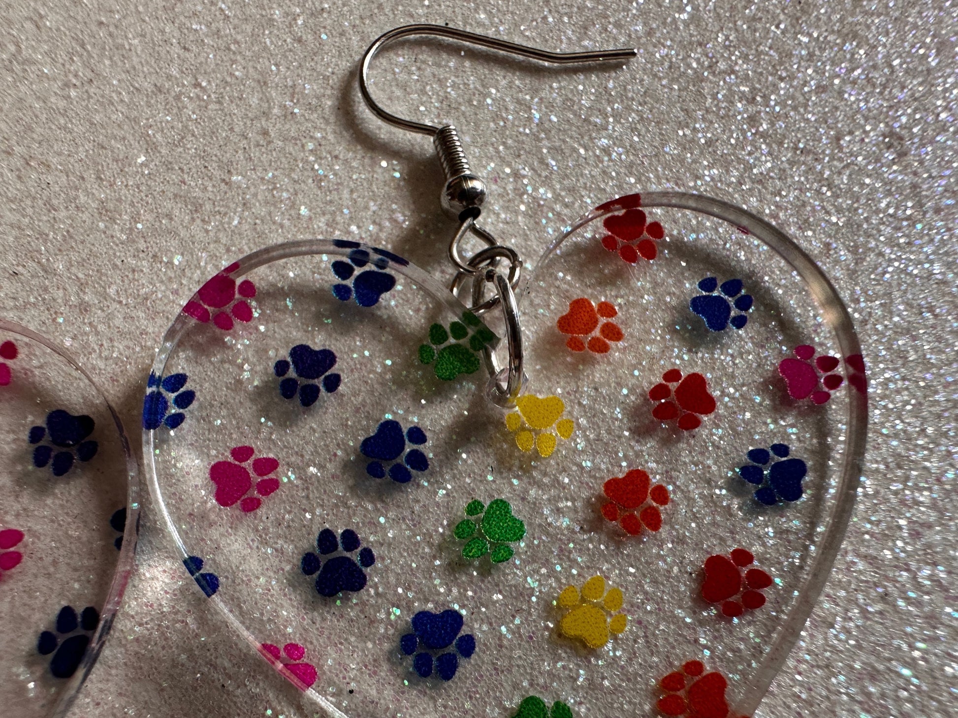Rainbow Dog Paw Earrings: Laser Cut Acrylic Paw Prints, Dogs, Doggo, Dog Lover, Pet, Pets, Cat, Animal, Love, Best Gifts for Her/Him/Them