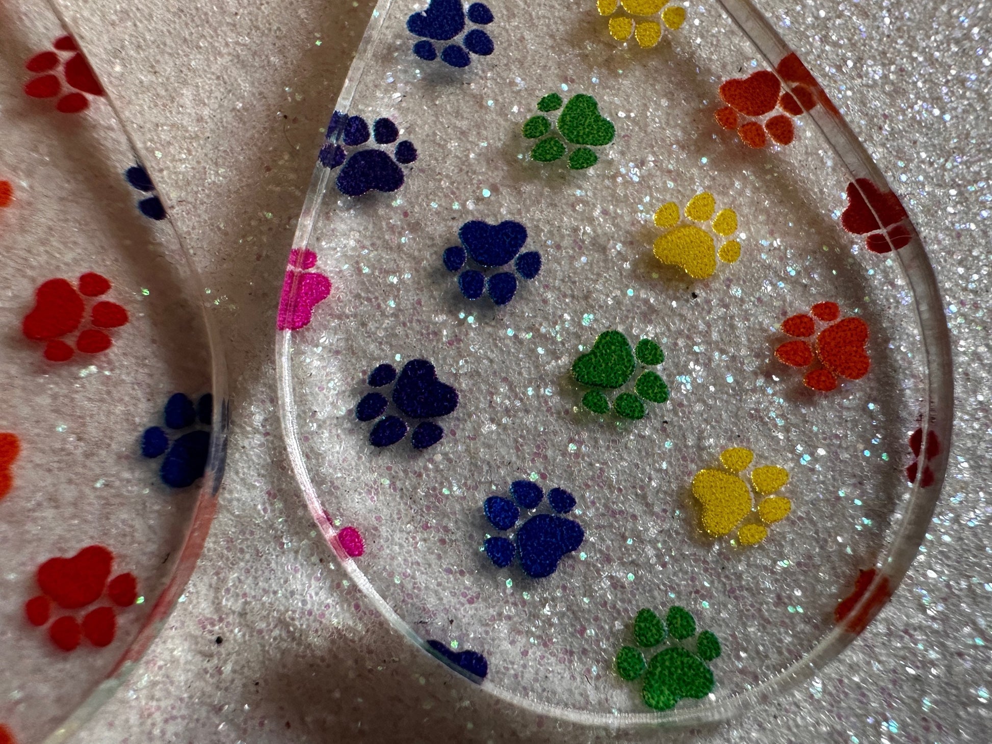 Rainbow Dog Paw Earrings: Laser Cut Acrylic Paw Prints, Dogs, Doggo, Dog Lover, Pet, Pets, Cat, Animal, Love, Best Gifts for Her/Him/Them