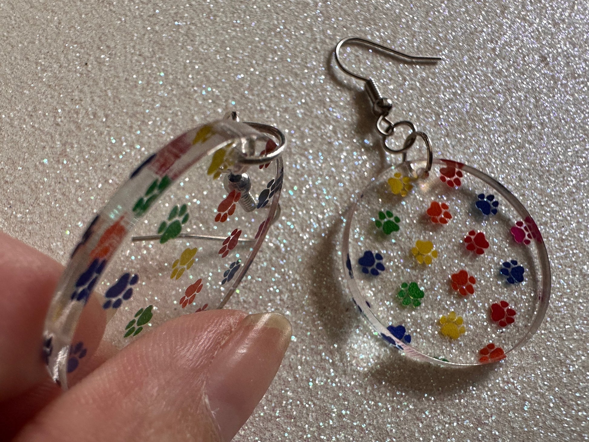 Rainbow Dog Paw Earrings: Laser Cut Acrylic Paw Prints, Dogs, Doggo, Dog Lover, Pet, Pets, Cat, Animal, Love, Best Gifts for Her/Him/Them