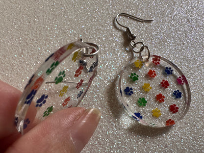 Rainbow Dog Paw Earrings: Laser Cut Acrylic Paw Prints, Dogs, Doggo, Dog Lover, Pet, Pets, Cat, Animal, Love, Best Gifts for Her/Him/Them