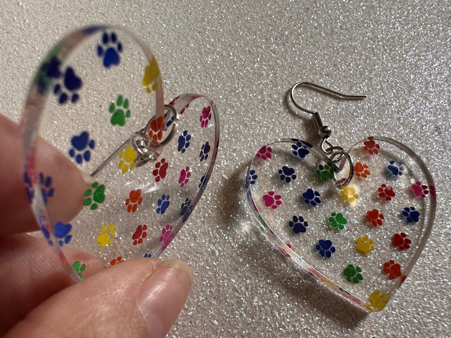 Rainbow Dog Paw Earrings: Laser Cut Acrylic Paw Prints, Dogs, Doggo, Dog Lover, Pet, Pets, Cat, Animal, Love, Best Gifts for Her/Him/Them