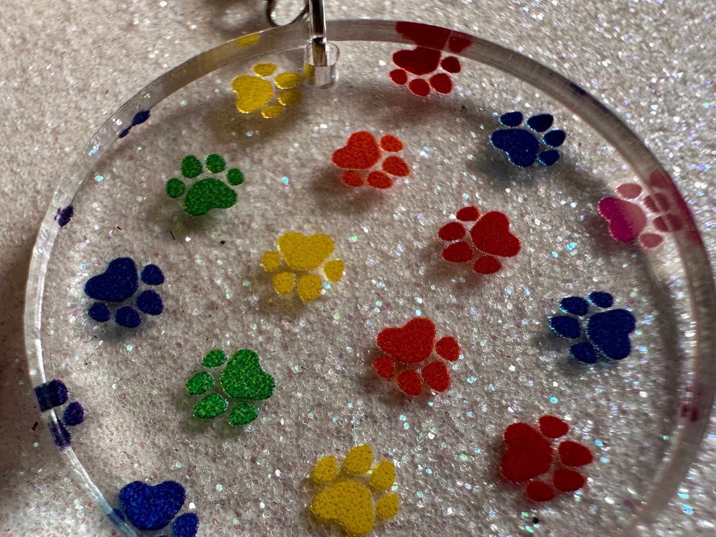 Rainbow Dog Paw Earrings: Laser Cut Acrylic Paw Prints, Dogs, Doggo, Dog Lover, Pet, Pets, Cat, Animal, Love, Best Gifts for Her/Him/Them