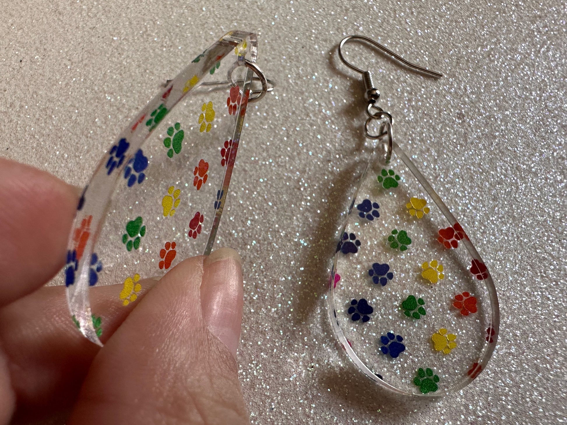 Rainbow Dog Paw Earrings: Laser Cut Acrylic Paw Prints, Dogs, Doggo, Dog Lover, Pet, Pets, Cat, Animal, Love, Best Gifts for Her/Him/Them