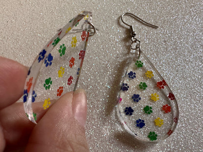 Rainbow Dog Paw Earrings: Laser Cut Acrylic Paw Prints, Dogs, Doggo, Dog Lover, Pet, Pets, Cat, Animal, Love, Best Gifts for Her/Him/Them