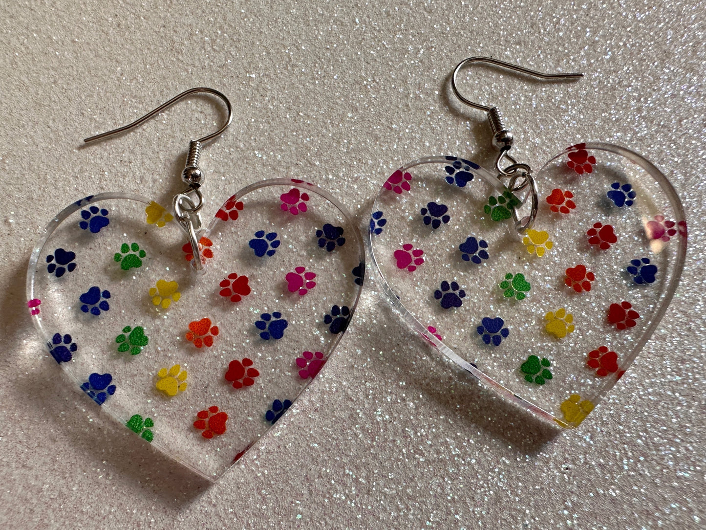 Rainbow Dog Paw Earrings: Laser Cut Acrylic Paw Prints, Dogs, Doggo, Dog Lover, Pet, Pets, Cat, Animal, Love, Best Gifts for Her/Him/Them