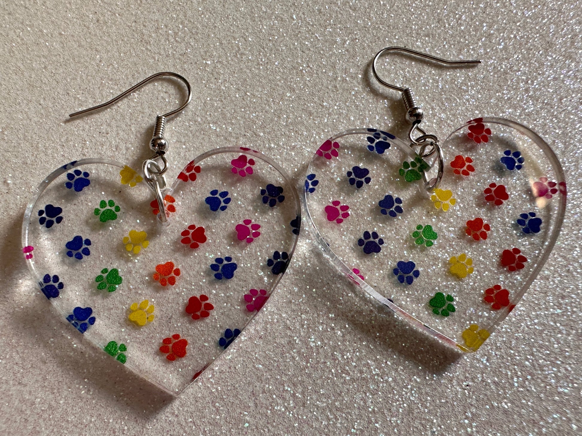 Rainbow Dog Paw Earrings: Laser Cut Acrylic Paw Prints, Dogs, Doggo, Dog Lover, Pet, Pets, Cat, Animal, Love, Best Gifts for Her/Him/Them