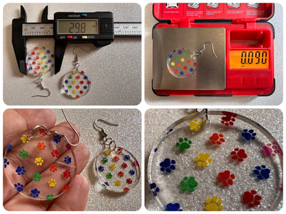 Rainbow Dog Paw Earrings: Laser Cut Acrylic Paw Prints, Dogs, Doggo, Dog Lover, Pet, Pets, Cat, Animal, Love, Best Gifts for Her/Him/Them