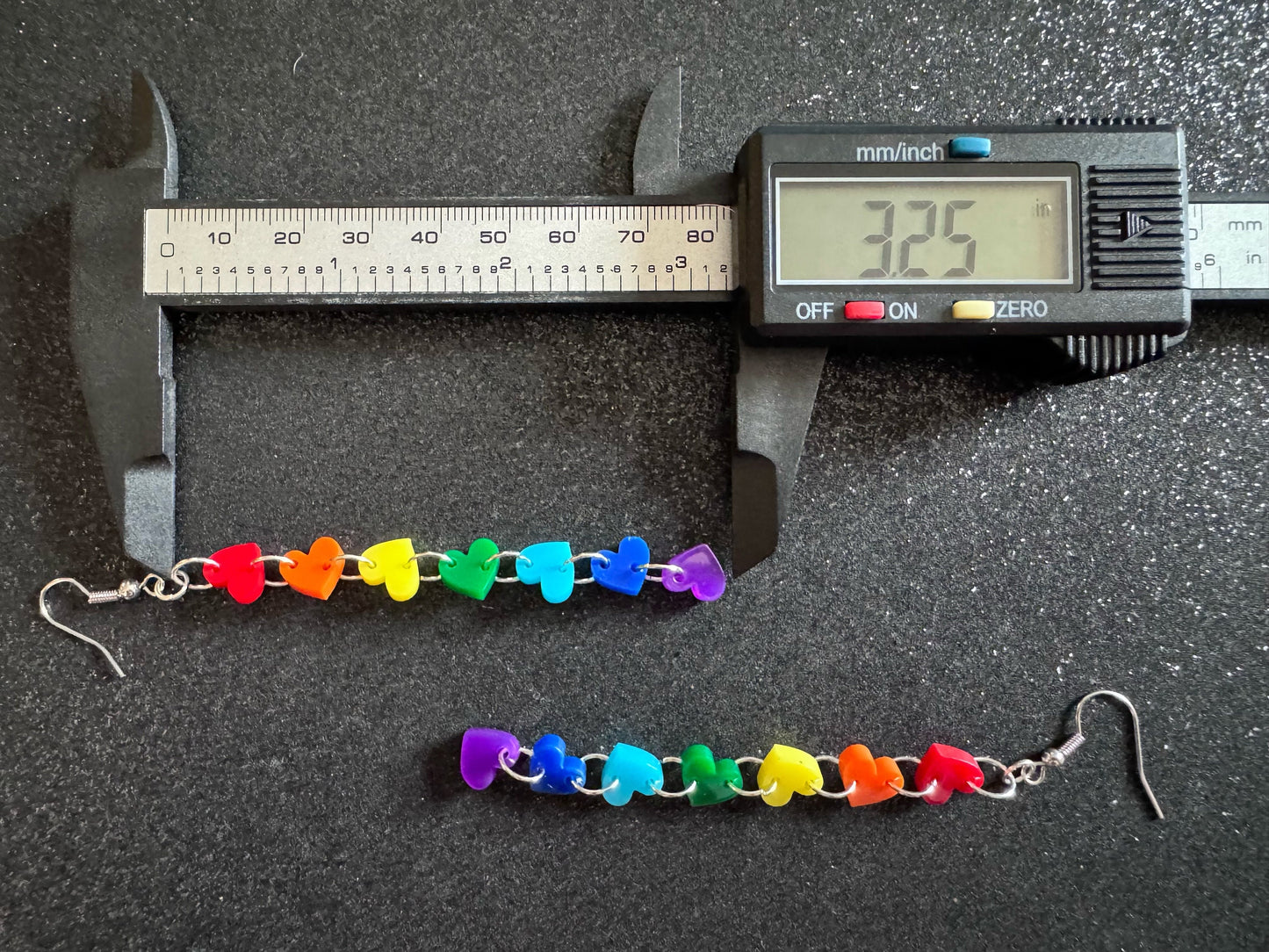 Rainbow Earrings: Laser Cut Acrylic Heart Chain, Rainbows, LGBTQIA+, Pride, Hawaii, Aloha, Colorful Hearts, Best Gifts for Her/Him/Them