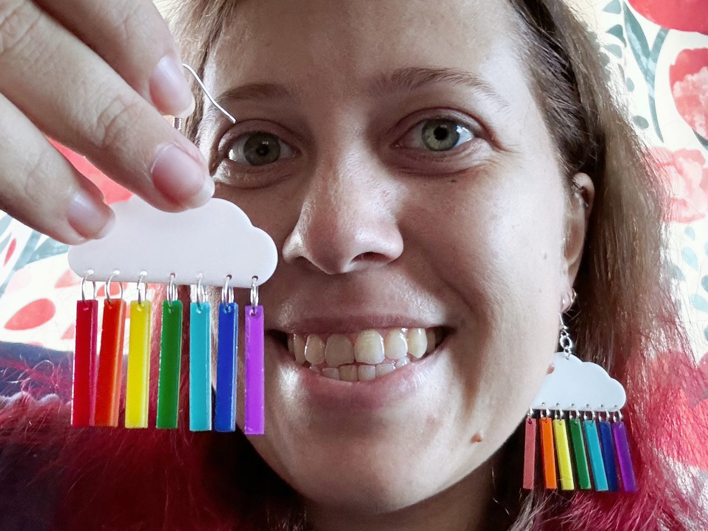 Rainbow Earrings: Laser Cut Acrylic Rainbow Clouds, Pride, Hawaii, Aloha, Summer Vibes, Happy, Colorful, Best Gifts for Her/Him/Them