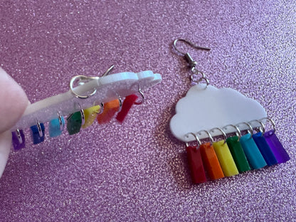 Rainbow Earrings: Laser Cut Acrylic Rainbow Clouds, Pride, Hawaii, Aloha, Summer Vibes, Happy, Colorful, Best Gifts for Her/Him/Them