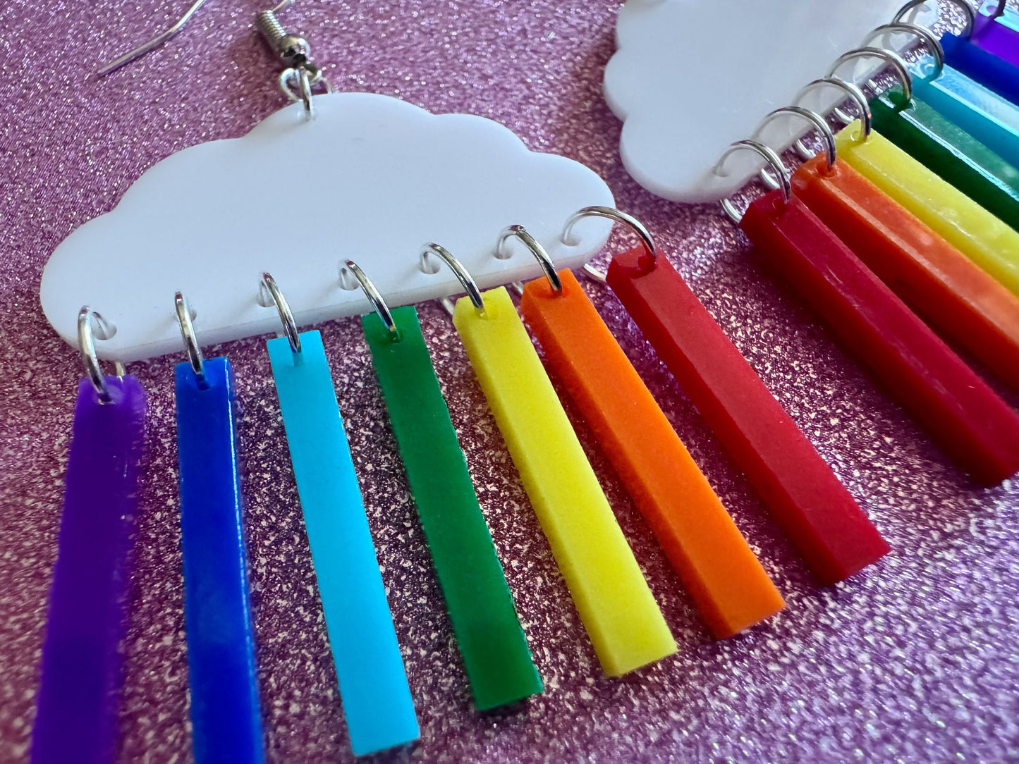 Rainbow Earrings: Laser Cut Acrylic Rainbow Clouds, Pride, Hawaii, Aloha, Summer Vibes, Happy, Colorful, Best Gifts for Her/Him/Them
