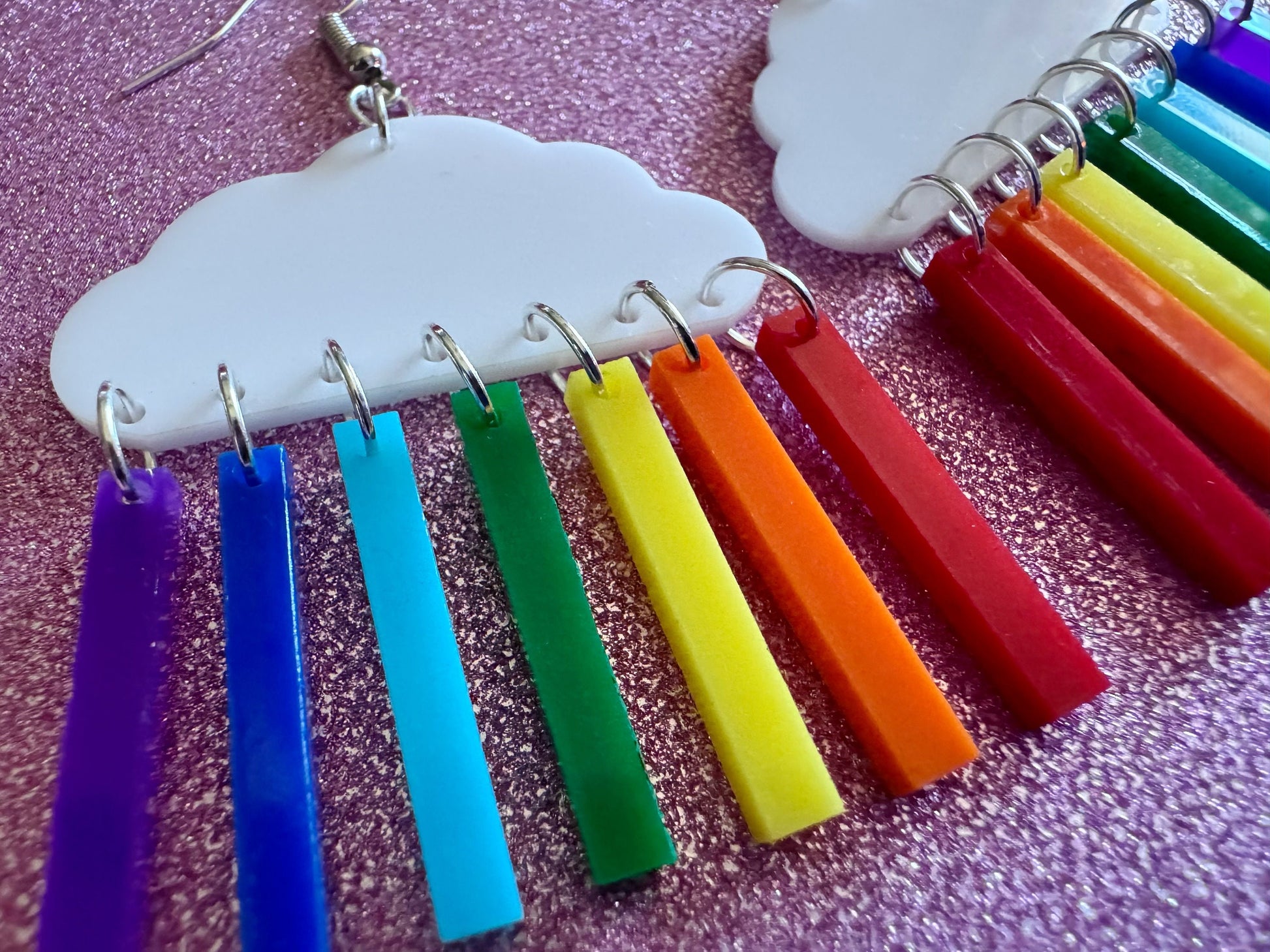 Rainbow Earrings: Laser Cut Acrylic Rainbow Clouds, Pride, Hawaii, Aloha, Summer Vibes, Happy, Colorful, Best Gifts for Her/Him/Them