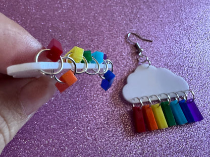 Rainbow Earrings: Laser Cut Acrylic Rainbow Clouds, Pride, Hawaii, Aloha, Summer Vibes, Happy, Colorful, Best Gifts for Her/Him/Them