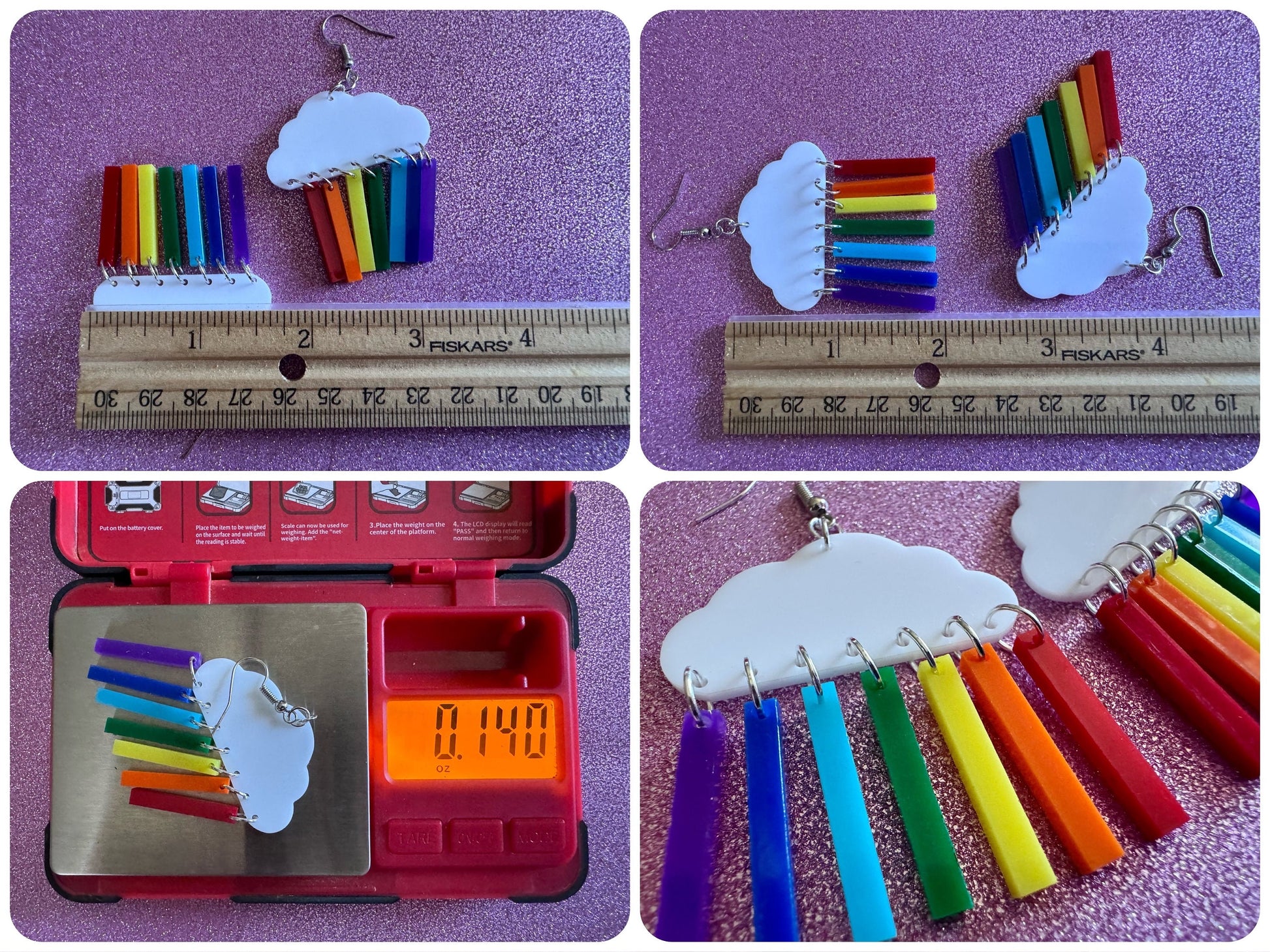 Rainbow Earrings: Laser Cut Acrylic Rainbow Clouds, Pride, Hawaii, Aloha, Summer Vibes, Happy, Colorful, Best Gifts for Her/Him/Them