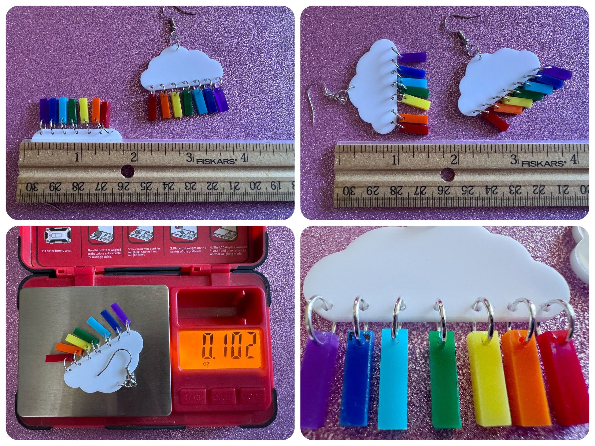 Rainbow Earrings: Laser Cut Acrylic Rainbow Clouds, Pride, Hawaii, Aloha, Summer Vibes, Happy, Colorful, Best Gifts for Her/Him/Them