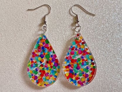 Rainbow Earrings: Laser Cut Acrylic Rainbow Dots, Pride, Aloha, Summer Vibes, Happy, Colorful, Colors, Art, Best Gifts for Her/Him/Them