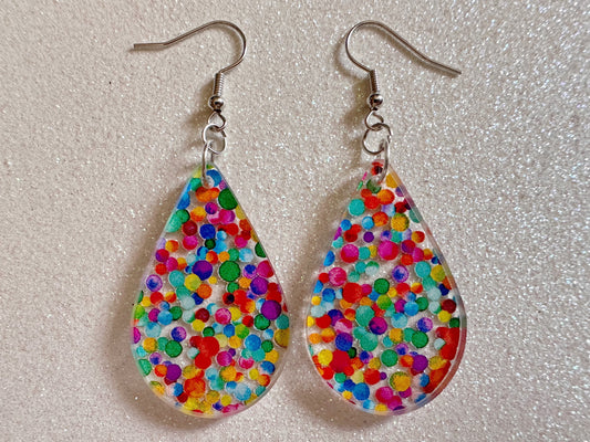 Rainbow Earrings: Laser Cut Acrylic Rainbow Dots, Pride, Aloha, Summer Vibes, Happy, Colorful, Colors, Art, Best Gifts for Her/Him/Them