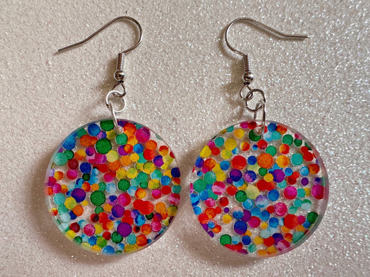 Rainbow Earrings: Laser Cut Acrylic Rainbow Dots, Pride, Aloha, Summer Vibes, Happy, Colorful, Colors, Art, Best Gifts for Her/Him/Them