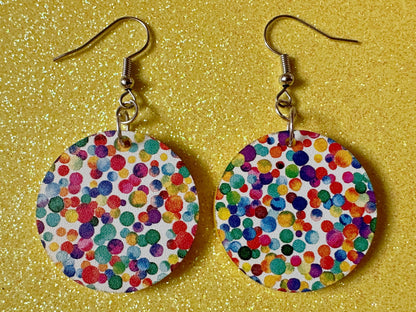 Rainbow Earrings: Laser Cut Acrylic Rainbow Dots, Pride, Aloha, Summer Vibes, Happy, Colorful, Colors, Art, Best Gifts for Her/Him/Them