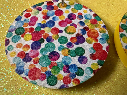 Rainbow Earrings: Laser Cut Acrylic Rainbow Dots, Pride, Aloha, Summer Vibes, Happy, Colorful, Colors, Art, Best Gifts for Her/Him/Them