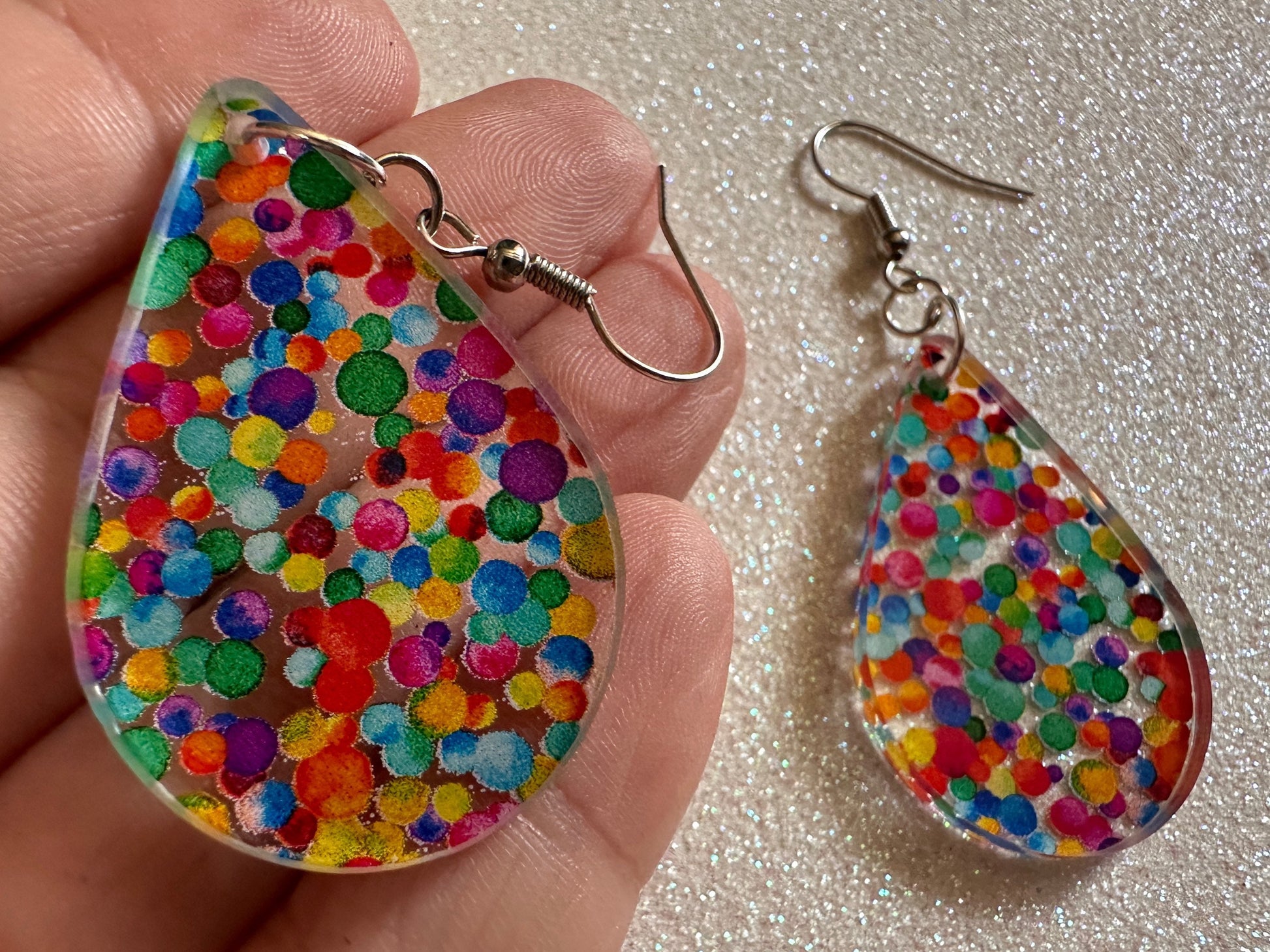 Rainbow Earrings: Laser Cut Acrylic Rainbow Dots, Pride, Aloha, Summer Vibes, Happy, Colorful, Colors, Art, Best Gifts for Her/Him/Them