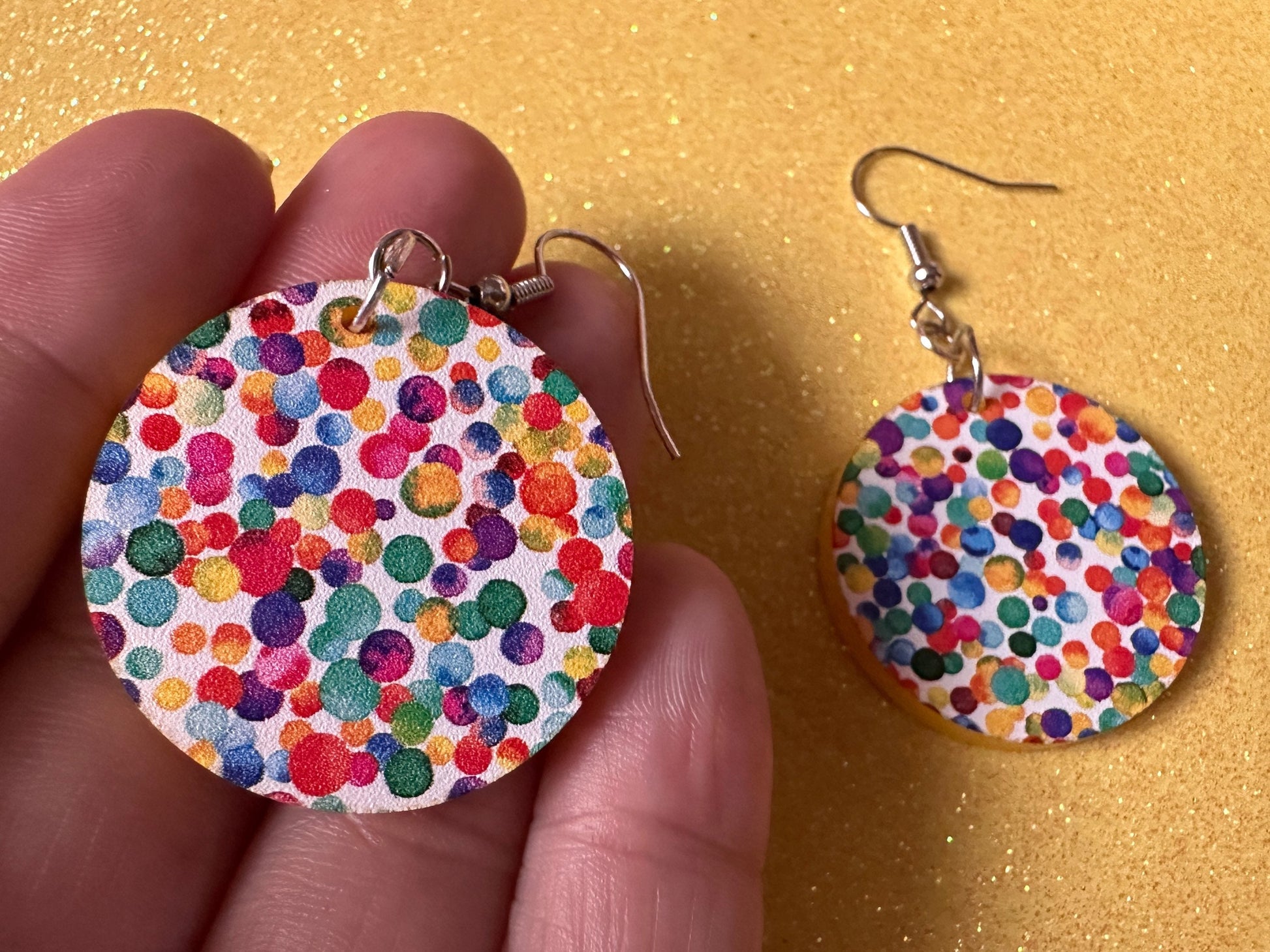Rainbow Earrings: Laser Cut Acrylic Rainbow Dots, Pride, Aloha, Summer Vibes, Happy, Colorful, Colors, Art, Best Gifts for Her/Him/Them