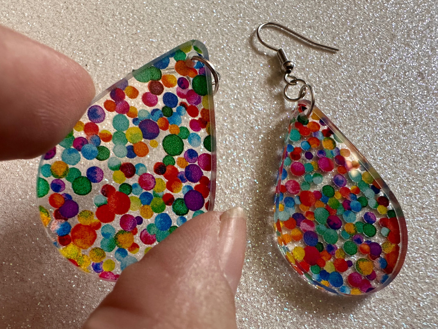 Rainbow Earrings: Laser Cut Acrylic Rainbow Dots, Pride, Aloha, Summer Vibes, Happy, Colorful, Colors, Art, Best Gifts for Her/Him/Them