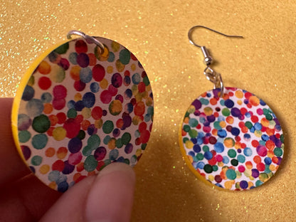 Rainbow Earrings: Laser Cut Acrylic Rainbow Dots, Pride, Aloha, Summer Vibes, Happy, Colorful, Colors, Art, Best Gifts for Her/Him/Them