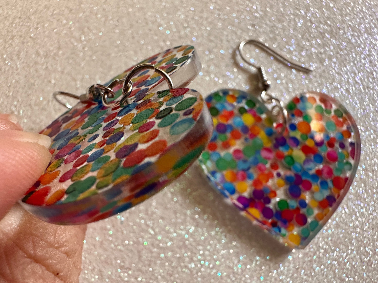Rainbow Earrings: Laser Cut Acrylic Rainbow Dots, Pride, Aloha, Summer Vibes, Happy, Colorful, Colors, Art, Best Gifts for Her/Him/Them