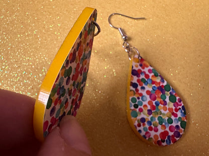 Rainbow Earrings: Laser Cut Acrylic Rainbow Dots, Pride, Aloha, Summer Vibes, Happy, Colorful, Colors, Art, Best Gifts for Her/Him/Them