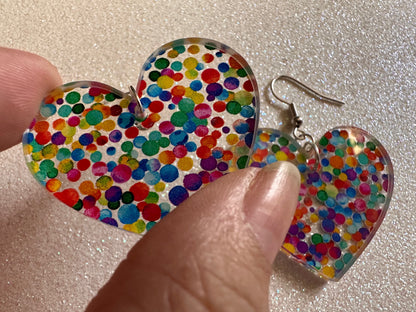 Rainbow Earrings: Laser Cut Acrylic Rainbow Dots, Pride, Aloha, Summer Vibes, Happy, Colorful, Colors, Art, Best Gifts for Her/Him/Them