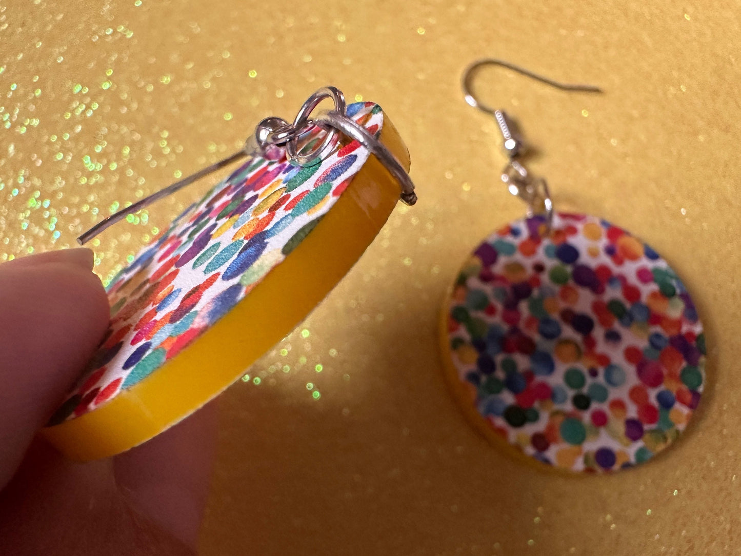 Rainbow Earrings: Laser Cut Acrylic Rainbow Dots, Pride, Aloha, Summer Vibes, Happy, Colorful, Colors, Art, Best Gifts for Her/Him/Them
