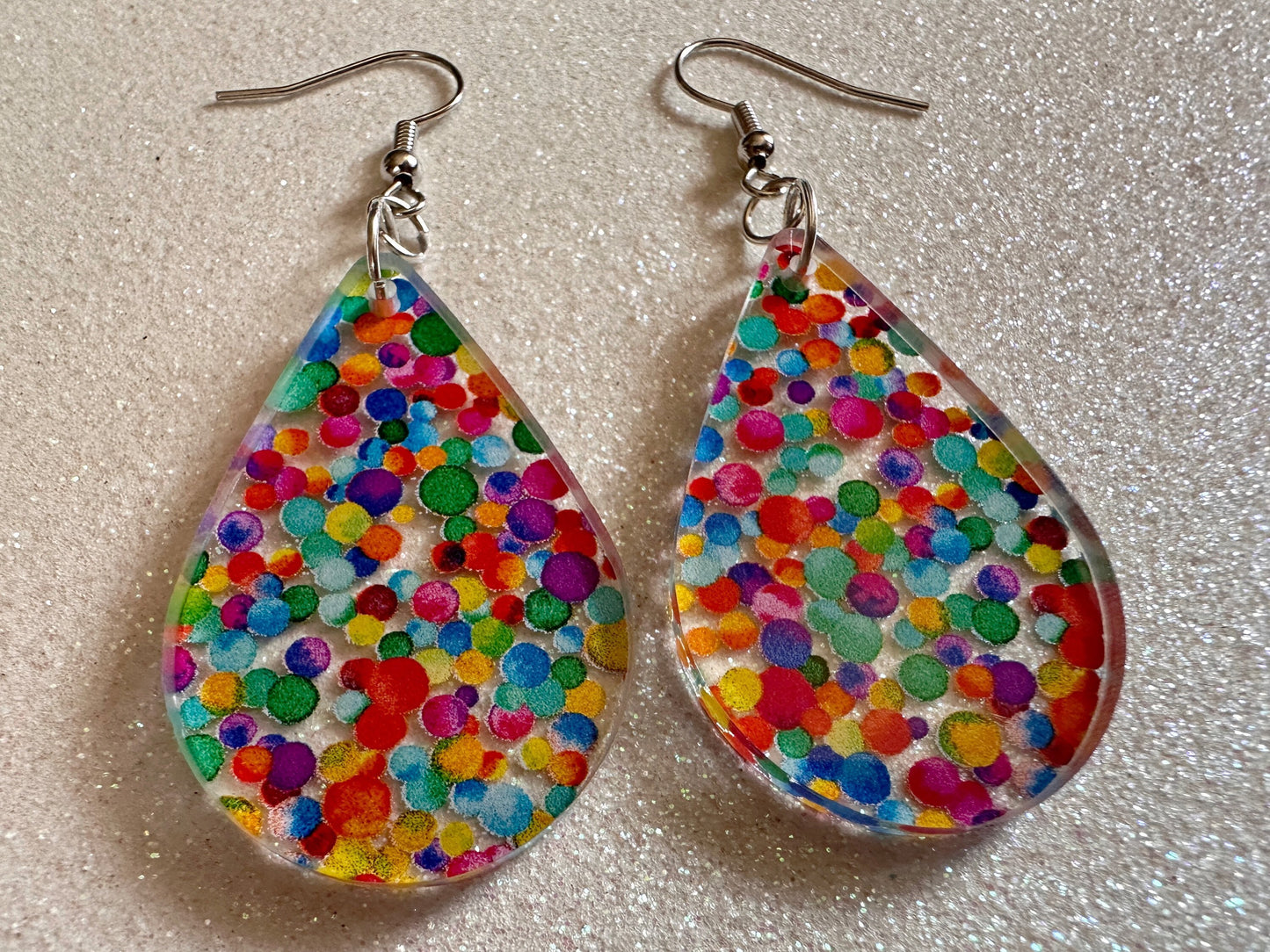 Rainbow Earrings: Laser Cut Acrylic Rainbow Dots, Pride, Aloha, Summer Vibes, Happy, Colorful, Colors, Art, Best Gifts for Her/Him/Them