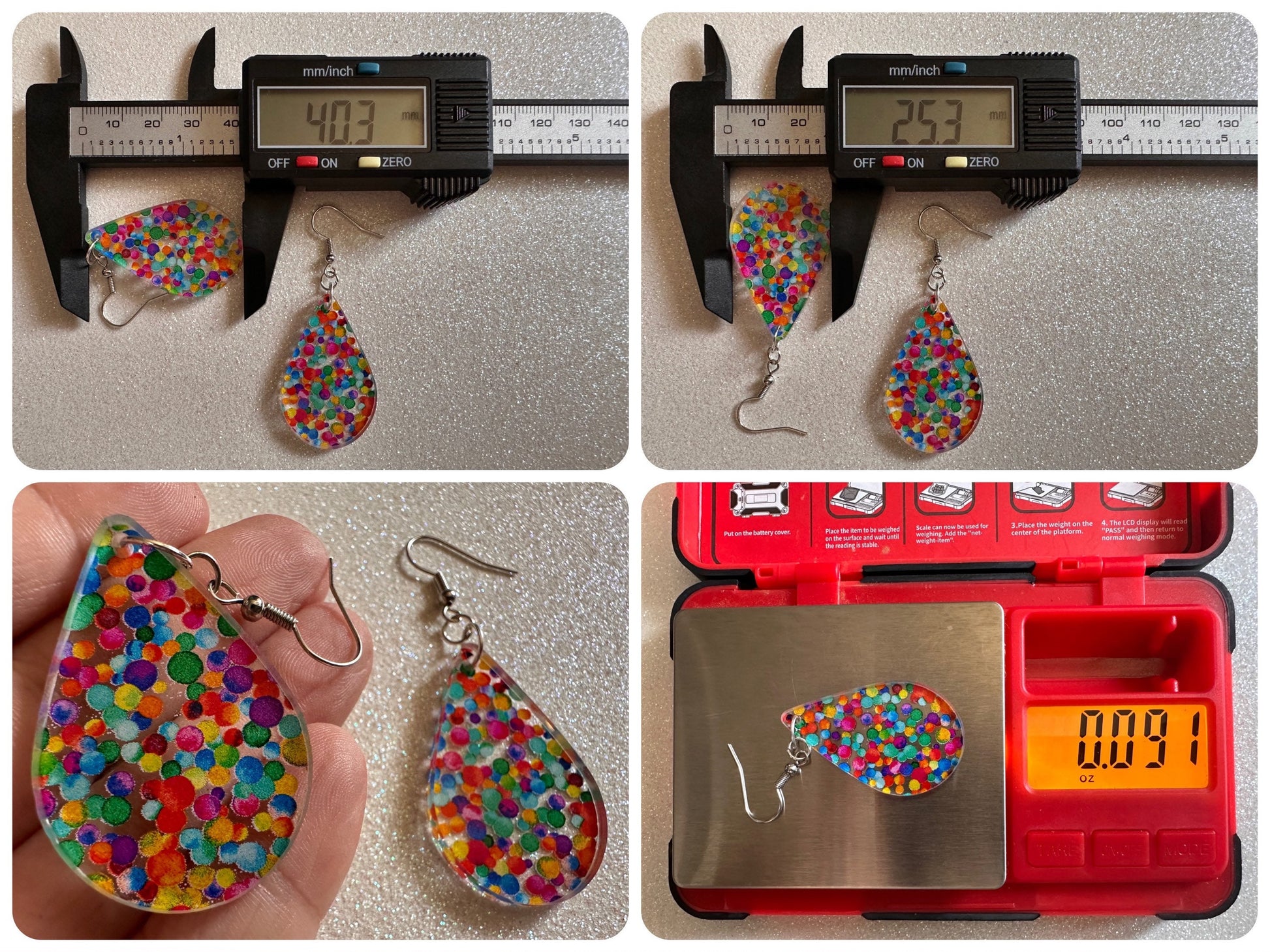 Rainbow Earrings: Laser Cut Acrylic Rainbow Dots, Pride, Aloha, Summer Vibes, Happy, Colorful, Colors, Art, Best Gifts for Her/Him/Them