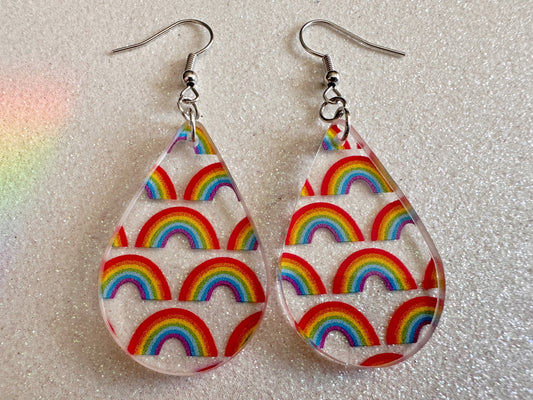 Rainbow Earrings: Laser Cut Acrylic Rainbows, Pride, Hawaii, Aloha, Summer Vibes, Happy, Colorful, Best Gifts for Her/Him/Them