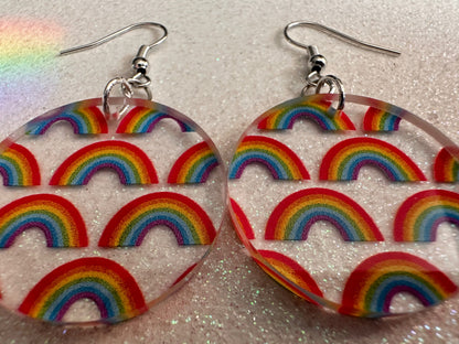 Rainbow Earrings: Laser Cut Acrylic Rainbows, Pride, Hawaii, Aloha, Summer Vibes, Happy, Colorful, Best Gifts for Her/Him/Them