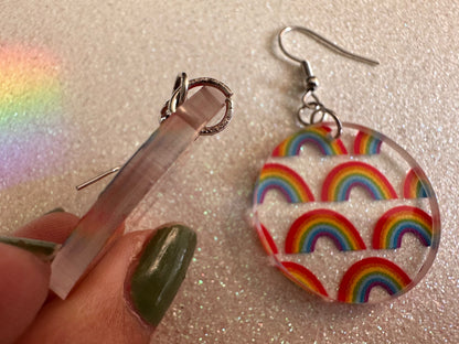 Rainbow Earrings: Laser Cut Acrylic Rainbows, Pride, Hawaii, Aloha, Summer Vibes, Happy, Colorful, Best Gifts for Her/Him/Them
