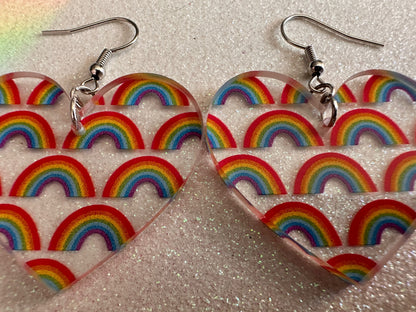 Rainbow Earrings: Laser Cut Acrylic Rainbows, Pride, Hawaii, Aloha, Summer Vibes, Happy, Colorful, Best Gifts for Her/Him/Them