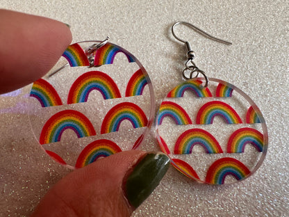 Rainbow Earrings: Laser Cut Acrylic Rainbows, Pride, Hawaii, Aloha, Summer Vibes, Happy, Colorful, Best Gifts for Her/Him/Them