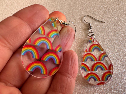 Rainbow Earrings: Laser Cut Acrylic Rainbows, Pride, Hawaii, Aloha, Summer Vibes, Happy, Colorful, Best Gifts for Her/Him/Them