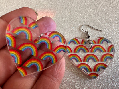 Rainbow Earrings: Laser Cut Acrylic Rainbows, Pride, Hawaii, Aloha, Summer Vibes, Happy, Colorful, Best Gifts for Her/Him/Them