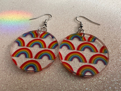 Rainbow Earrings: Laser Cut Acrylic Rainbows, Pride, Hawaii, Aloha, Summer Vibes, Happy, Colorful, Best Gifts for Her/Him/Them