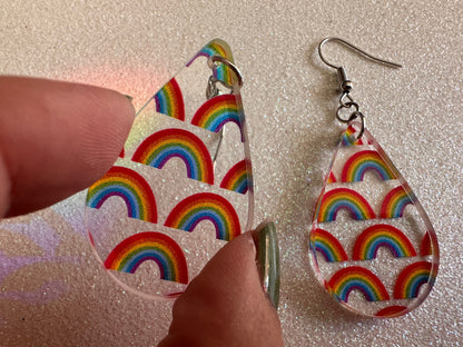 Rainbow Earrings: Laser Cut Acrylic Rainbows, Pride, Hawaii, Aloha, Summer Vibes, Happy, Colorful, Best Gifts for Her/Him/Them