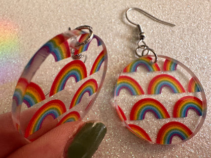 Rainbow Earrings: Laser Cut Acrylic Rainbows, Pride, Hawaii, Aloha, Summer Vibes, Happy, Colorful, Best Gifts for Her/Him/Them